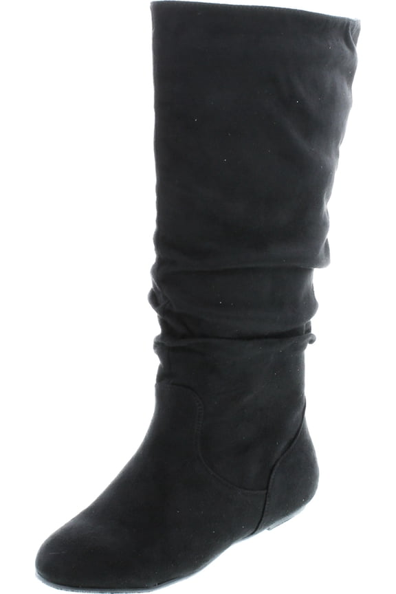 Data-1 Women's Shoes Cute & Comfort Round Toe Flat Heel Slouchy Mid Calf Boot