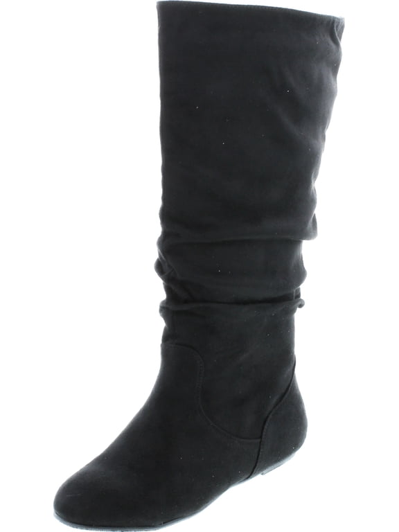 Data-1 Women's Shoes Cute & Comfort Round Toe Flat Heel Slouchy Mid Calf Boot