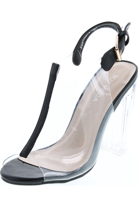 Fenton 1 Womens Clear Chunky Heel Peep Toe Lucite Sandals