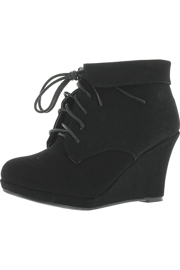 Women's Max-35 Folded Collar Lace-Up Wedge Ankle Booties