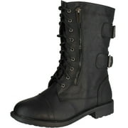 TOP Moda Women s Pack-72 Military Lace Up Combat Boot
