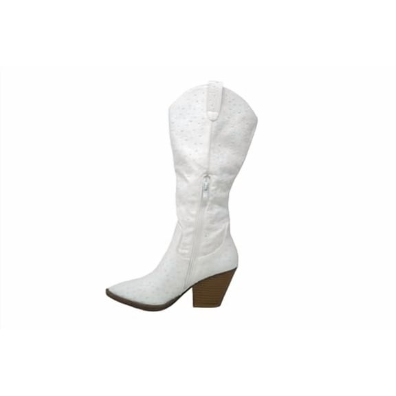 TOP Moda Womens Page-65 Knee High Round Toe Lace-Up Slouched High Heel Boots Ivory-11, 6