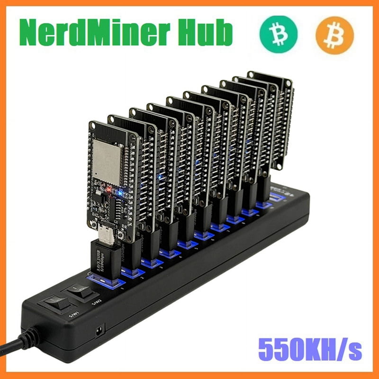 TOP! NerdMiner Hub 550KH/S Solo Lottery Miner 10x55K Combo Kit Bitcoin BTC  Asic Mining Crypto Station - Walmart Business Supplies