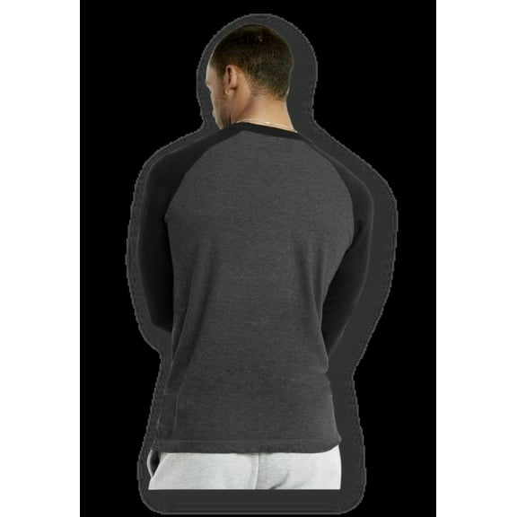TOP PRO MEN'S 3/4 SLEEVE RAGLAN JERSEY BASEBALL TEE BLACK CHARCOAL GRAY MEDIUM