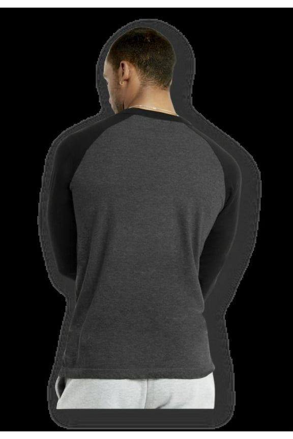 MEN'S 3/4 SLEEVE RAGLAN JERSEY BASEBALL TEE BLACK CHARCOAL GRAY MEDIUM