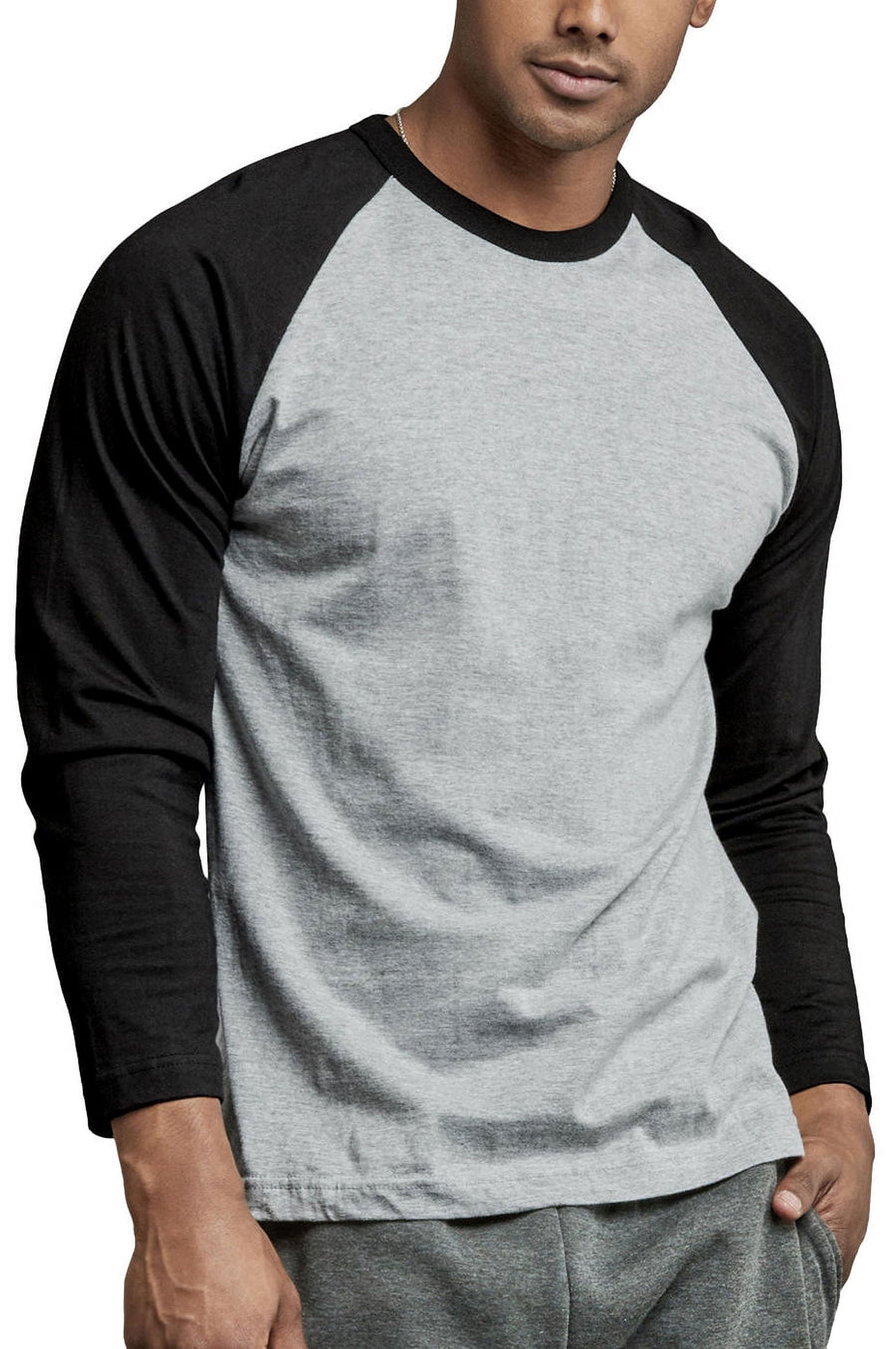 TOP PRO Men & Women Long Sleeve Baseball Raglan Tee Shirt Top (S-3XL)