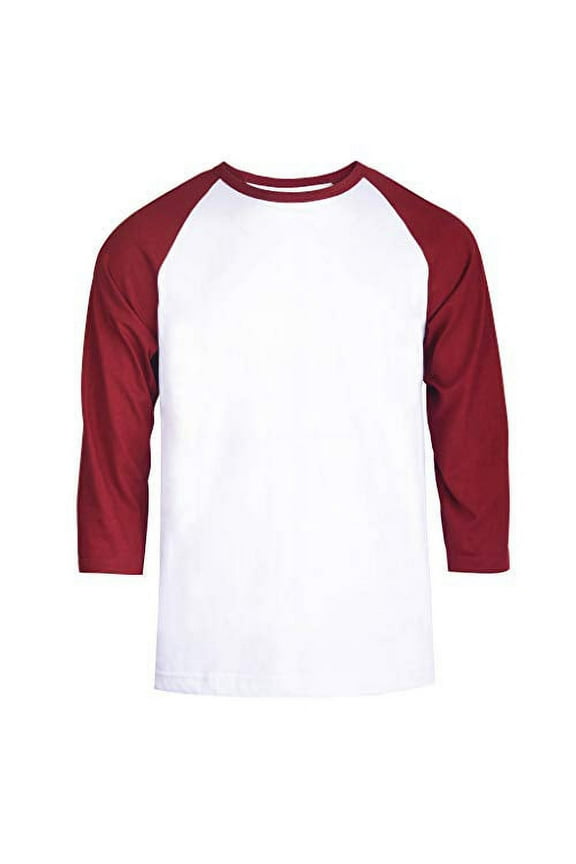 Men's 3/4 Sleeve Casual Raglan Jersey Baseball Tee Shirt (XL, Burgundy/White)