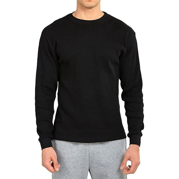 TOP PRO Mens Classic Fit Waffle-Knit Heavy Thermal Shirt X-Large, Black