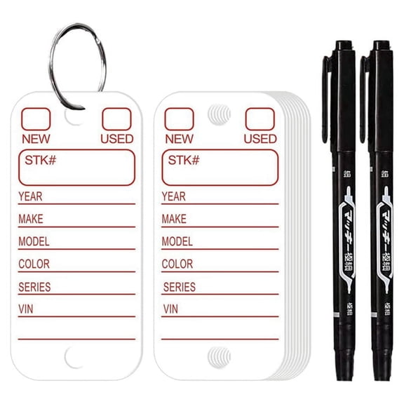 TOP! PVC Tags with Labels and Rings, Car Key for Organization, Identifiers, Luggage Markers 200PCS White