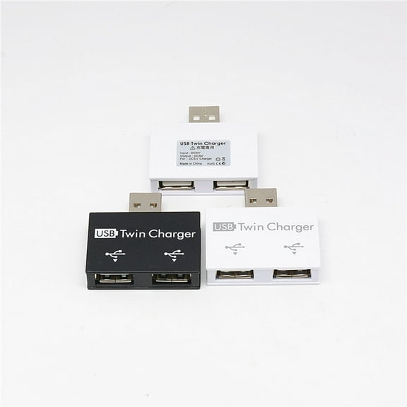 TOP! Portable Mini USB Hub To 2 Port Charger Adapter Splitter Dual Charging Extender for Phone Computer Black
