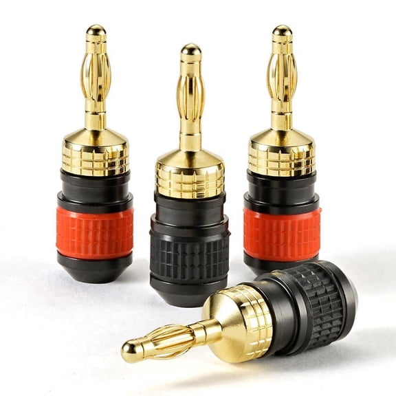 TOP! Premium Plated Quick Connect Banana Plugs: Safety Speaker Connector, with Base for Maximum Signal Transfer