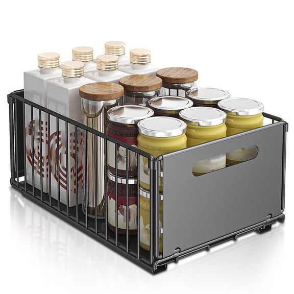 TOP! Pull Out Kitchen Storage Rack - Sink Shelf Slide Drawer Organizer for Seasoning Bottles, Snacks & More B