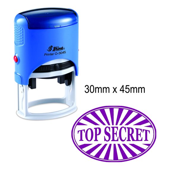TOP SECRET Shiny Oval Rubber Stamp Self Inking Stamps Office Stationary 30mm x 45mm