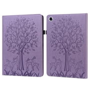 TOP SHE Case for 10.1 Inch Lenovo Tab M10 HD 2nd Gen Model TB-X306X /TB-X306F - Synthetic Leather Protective Case Lightweight Slim Thin Cute Tree Pattern Stand Case with Card Holder Purple