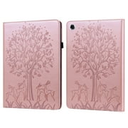 TOP SHE Case for 10.1 Inch Lenovo Tab M10 HD 2nd Gen Model TB-X306X /TB-X306F - Synthetic Leather Protective Case Lightweight Slim Thin Cute Tree Pattern Stand Case with Card Holder Rosegold