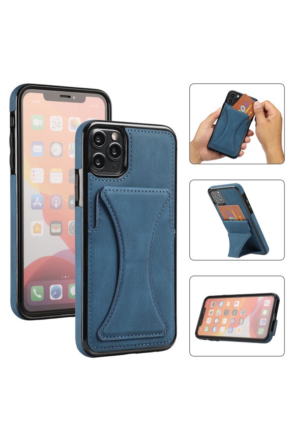 Case for Apple iPhone 11 Pro Max, iPhone 11 Pro Max Case (6.5 Inch) - Synthetic Leather Protective Case with Card Slot / Kickstand, Slim Fit Lightweight Simple Fashion Cover (Blue)