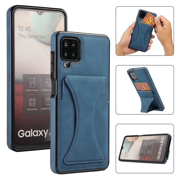 TOP SHE Case for Samsung Galaxy A42 5G (A426), Galaxy A42 5G Phone Case (6.6 Inch) - Synthetic Leather Protective Case with Card Slot / Kickstand, Slim Fit Lightweight Simple Fashion Cover (Blue)
