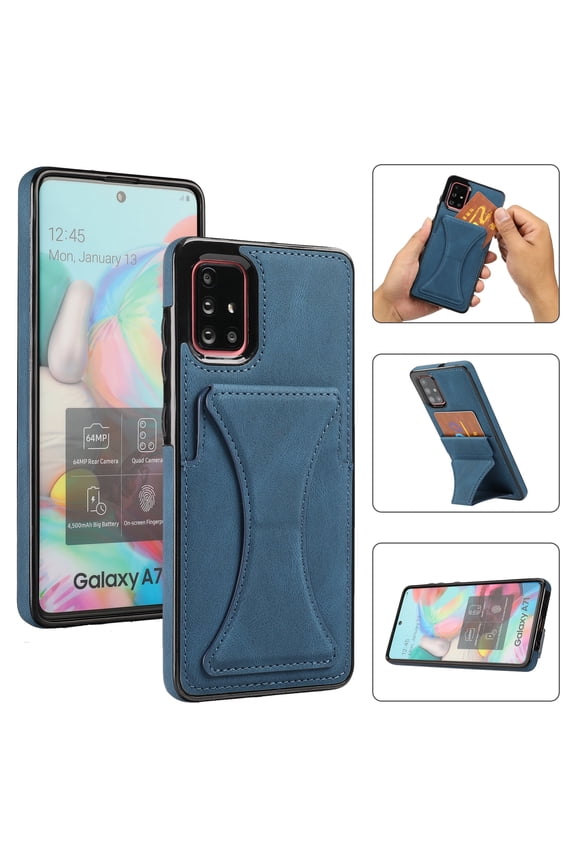 Case for Samsung Galaxy A51 4G (A515), Galaxy A51 Phone Case (6.5 Inch) - Synthetic Leather Protective Case with Card Slot / Kickstand, Slim Fit Lightweight Simple Fashion Cover (Blue)