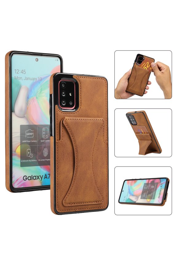 Case for Samsung Galaxy A51 4G (A515), Galaxy A51 Phone Case (6.5 Inch) - Synthetic Leather Protective Case with Card Slot / Kickstand, Slim Fit Lightweight Simple Fashion Cover (Brown)
