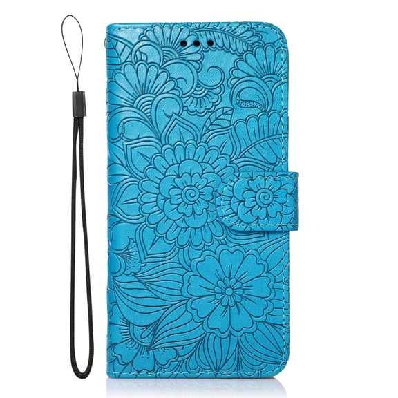 TOP SHE Embossed Three Cards PU Leather Folding Folio Case with Cards Holder Pocket Lanyard Anti-Scratch Shockproof Bumper Cover Simple Case For Samsung Galaxy Note 8,Blue