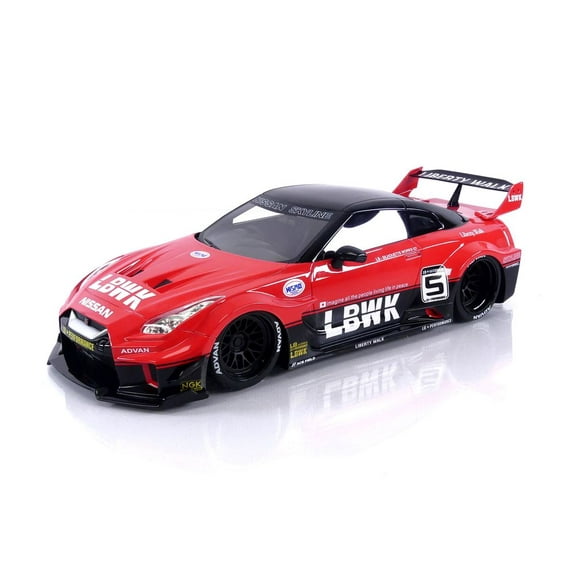 Nissan 35GT-RR Ver.1 LB-Silhouette Works GT #5 RHD (Right Hand Drive) LBWK Red and Black 1/18 Model Car by Top Speed