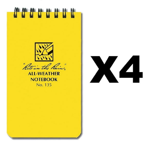 Rite in the Rain Spiral Notebook - Spiral Binding - 3 in x 5 in, Yellow