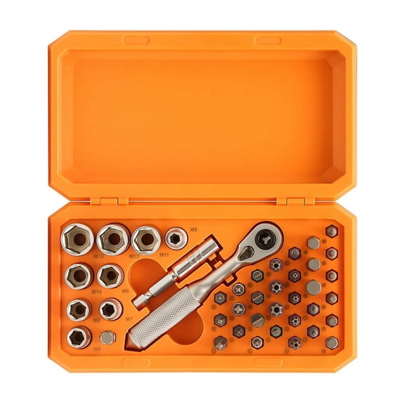 TOP! Screwdriver Kit 42 in 1 Ratchet Torque Wrench Magnetic Drive Set with Extension Rod, Suitable for Furniture Repair Tool
