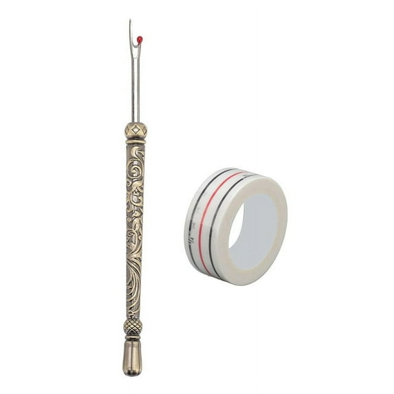 TOP! Seam Ripper and Thread Remover Kit, Sewing Tool Set with Positioning Tap for Crafting, Copper