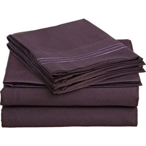 TOP Split King Royal Collection 1900 Egyptian Quality Bed Sheet Set with 1 Fitted Sheet with 36" Split TOP, 1 King Flat and 2 King P/Cases.No Wrinkle- Shrinkage Free- Ultra Soft (Plum/Purple)