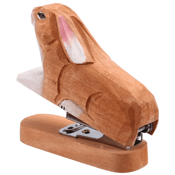 TOP! Stapling Machine Animals Shape Stapler Portable Wooden Random Style