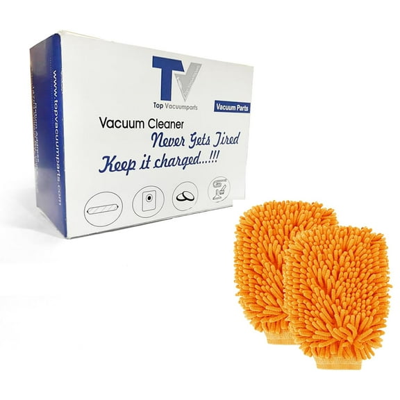 TOP VACUUM PARTS Premium Scratch-Free Microfiber Wash Mitt - Orange, Ultra-Soft Car Wash Glove for Swirl-Free Finish, Safe for Cars, Trucks, SUVs, Motorcycles, and More (2 Pack)