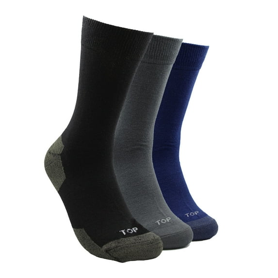 TOP Wear - Men's Copper Crew Socks - Pack of 3 - Antimicrobial, Moisture-Wicking, Durable