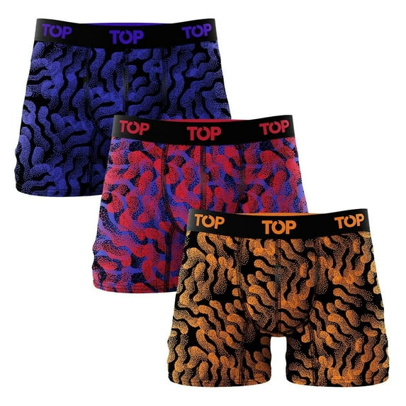TOP Men's Cotton Blend Boxer Briefs, Soft & Breathable, Pack of 3, Sizes S-2XL