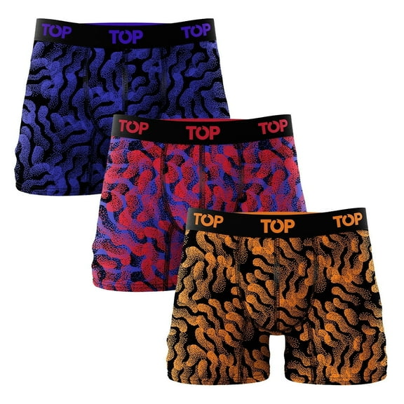 TOP Men's Cotton Blend Boxer Briefs, Soft & Breathable, Pack of 3, Sizes S-2XL