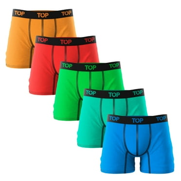 TOP Wear - Men's Cotton Blend Boxer Briefs - Pack of 5 - Moisture-Wicking, All-Day Comfort