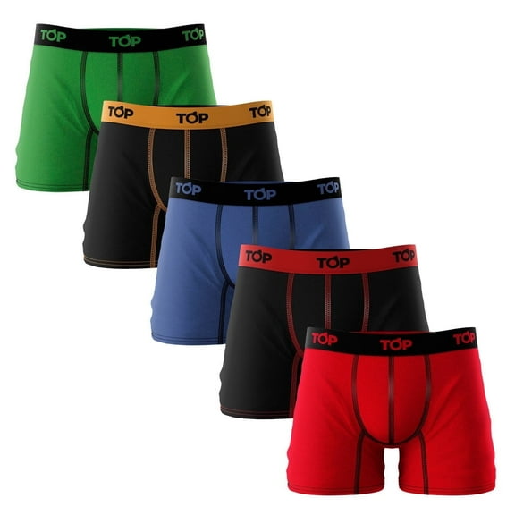 TOP Wear - Men's Cotton Blend Boxer Briefs - Pack of 5 - Soft, Breathable, Snug Fit