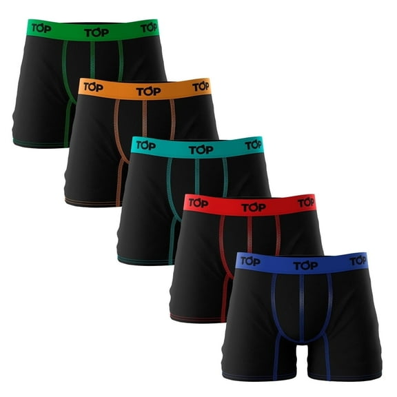 TOP Wear - Men's Cotton Blend Boxer Briefs - Pack of 5 - Soft, Breathable, Snug Fit