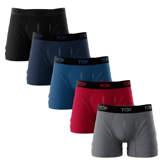 TOP Wear - Men's Cotton Blend Boxer Briefs - Pack of 5 - Soft, Breathable, Snug Fit