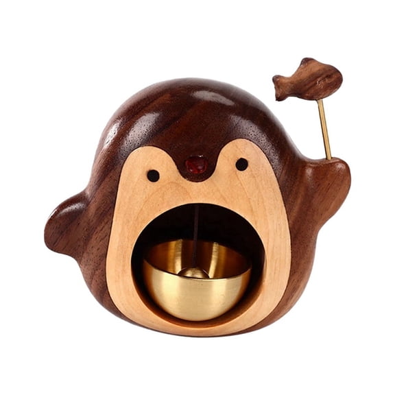 TOP! Wooden Doorbell, Black Walnut Wind Chimes, Bronze Bells, Penguin Series, Home Decoration Gifts.