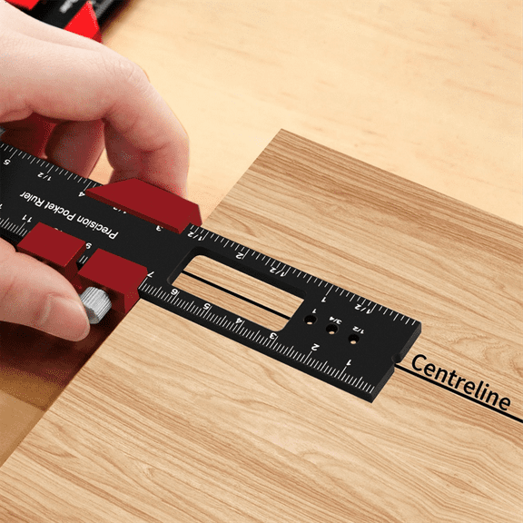 TOP! Woodworking Precision Pocket Ruler Aluminum Alloy Slide Inch & Metric -Type Scribing Square Layout 200mm