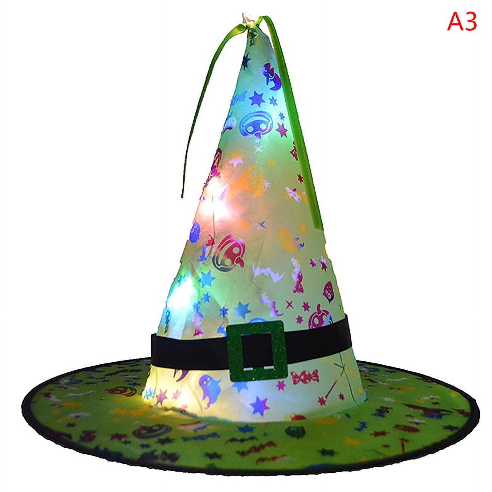 TOPhelper Halloween LED Light Up Witch Hat Glowing Witches Cap Decor