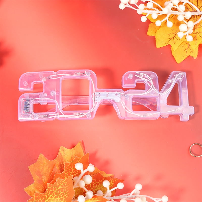 TOPhelper LED Light Up New Year Glasses 2024 Neon Glasses Glow In Dark