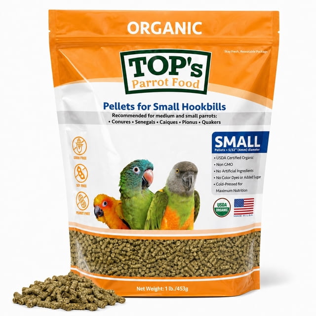TOP's Parrot Food Small Pellets for Conures, Senegals, Caiques, Pionus ...
