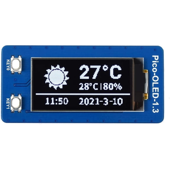 TOP1 1.3 Inch Pico OLED Display Module 64128 Pixels I2C/SPI Communication Built-in SH1107 Driver Chip Black/White