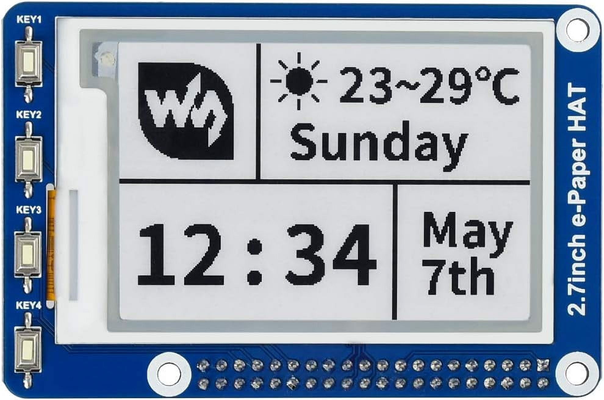 TOP1 2.7inch E-Ink E-Paper Display HAT for , 264×176 Resolution Screen Black/White Monitor with SPI Interface Support Raspberry/Jetson Nano/Nucleo Boards(2.7inch e-Paper HAT)