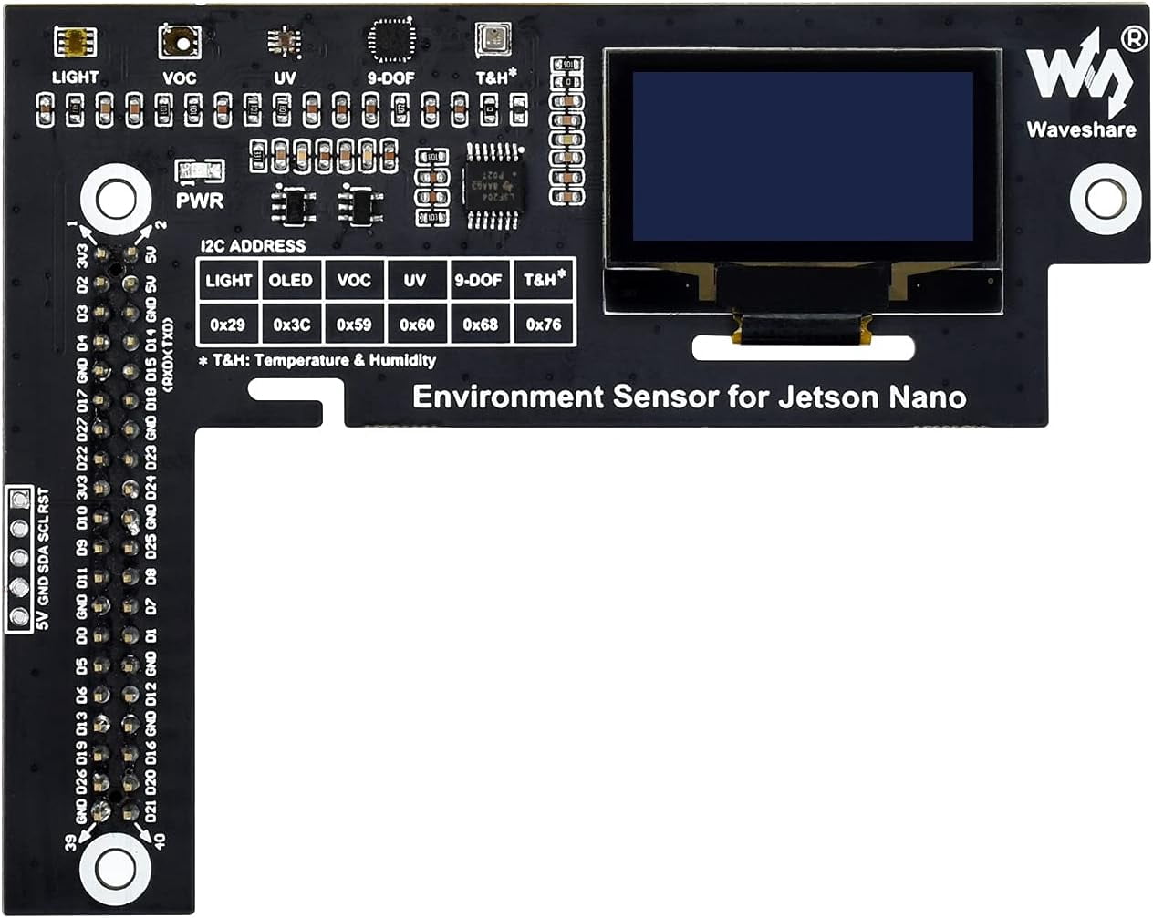 TOP1 Environment Sensors Module for Jetson Nano I2C Bus with 1.3inch ...