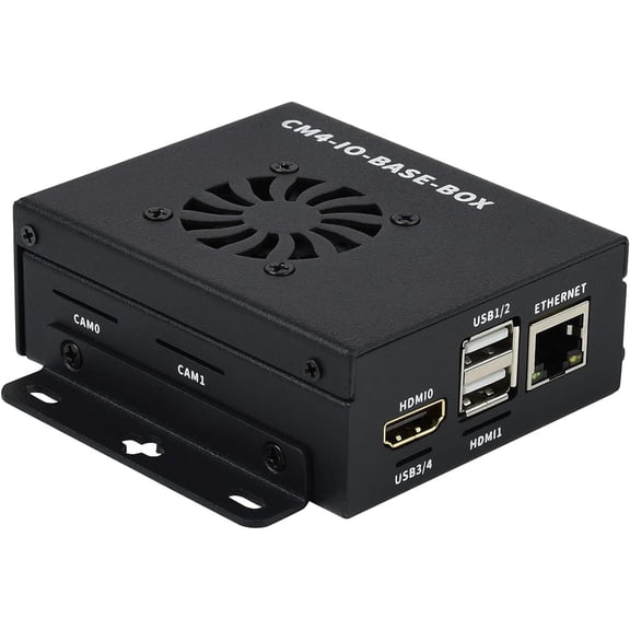 TOP1 Mini-Computer for Compute Module 4 Mini IO Board Full Ver with Metal Case and Cooling Fan RTC Function CM4-IO-BASE-BOX-B