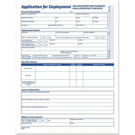 TOP3288 - Comprehensive Employment Application Form