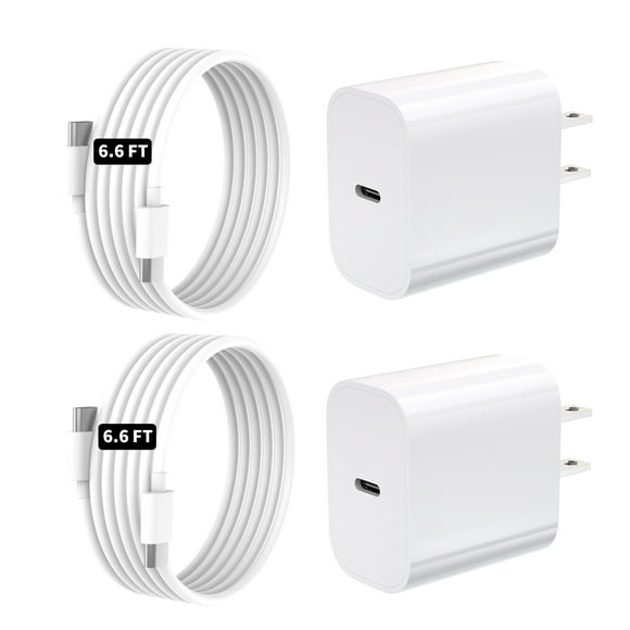 TOPADRE for iPhone 20W Fast Charger 2-Pack with 6.6Ft USB-C to USB-C Cable, PD Wall Adapter, Compatible with iPhone 15/16