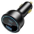 thumbnail image 1 of TOPADRE 138W Ultra-Compact Car Charger, 100W PD Fast Charging with LED Ring Display, Dual USB-C & USB-A, 1 of 7